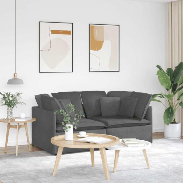 ARDEBO.de - Modulares Sofa mit Kissen Cordstoff Dunkelgrau
