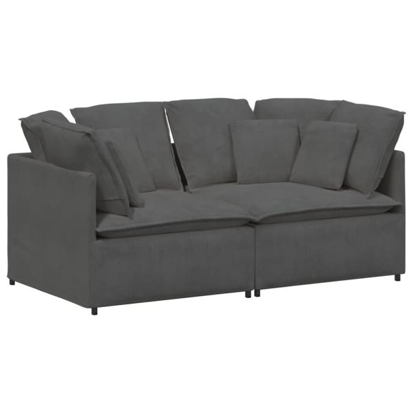Modulares Sofa mit Kissen Cordstoff Dunkelgrau
