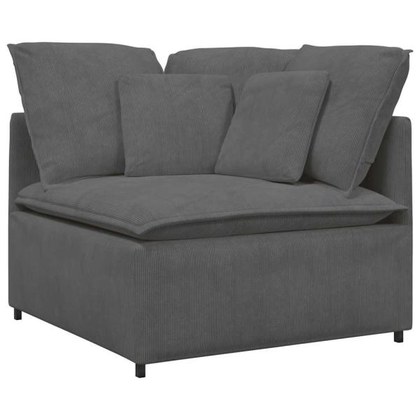 Modulares Sofa mit Kissen Cordstoff Dunkelgrau