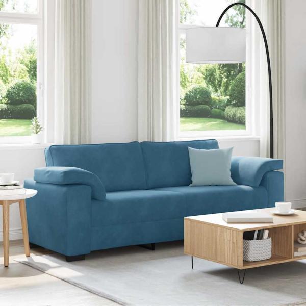 ARDEBO.de - 3-Sitzer-Sofa Blau 178 cm Samt
