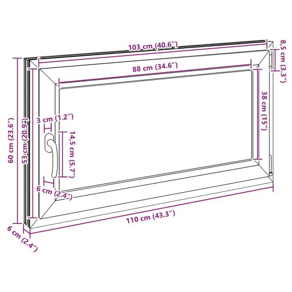 Kellerfenster RISOR 110x60 cm Dreh Kipp DIN Rechts Anthrazit