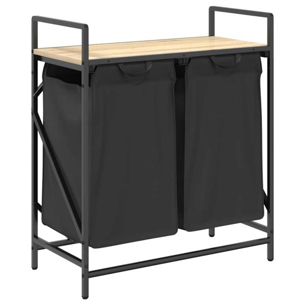 Wäschekorb 2 Fächer mit Ablage Sonoma-Eiche