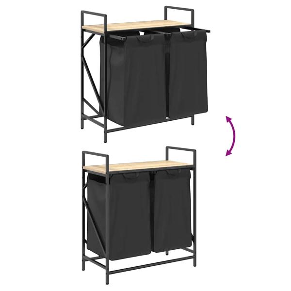 Wäschekorb 2 Fächer mit Ablage Sonoma-Eiche