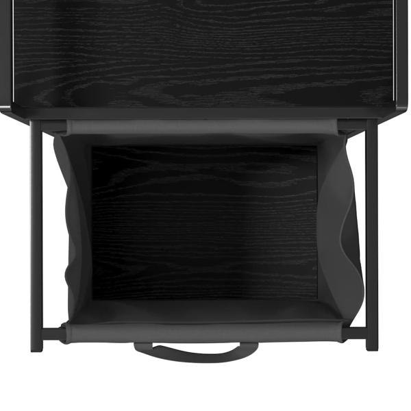 Wäschekorb 1 Fach mit Ablage Schwarz Eichen-Optik