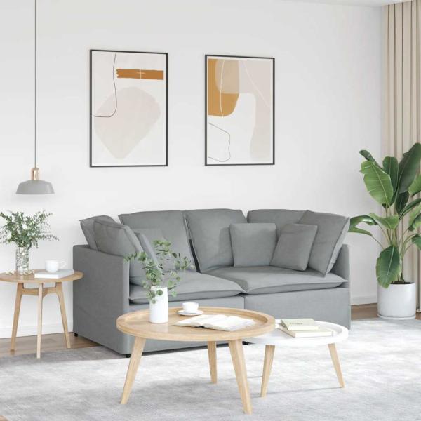 ARDEBO.de - Modulares Sofa mit Kissen Stoff Hellgrau