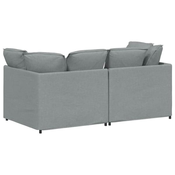 Modulares Sofa mit Kissen Stoff Hellgrau