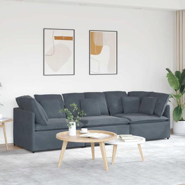 ARDEBO.de - Modulares Sofa mit Kissen Samt Dunkelgrau