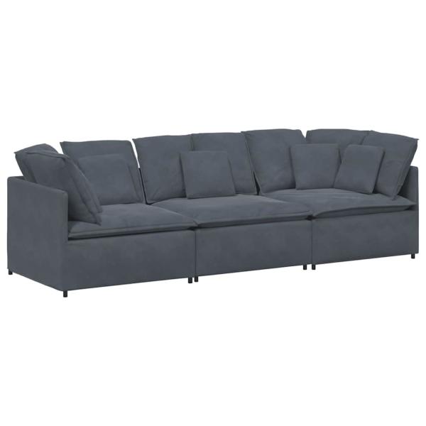 Modulares Sofa mit Kissen Samt Dunkelgrau