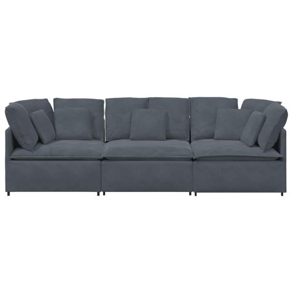 Modulares Sofa mit Kissen Samt Dunkelgrau