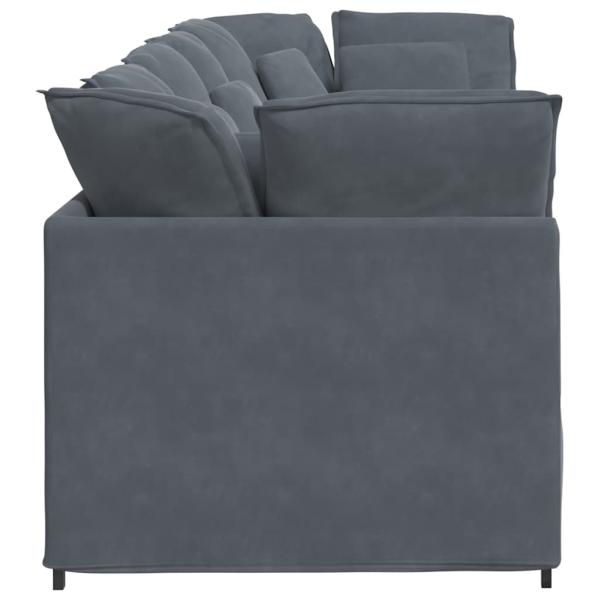 Modulares Sofa mit Kissen Samt Dunkelgrau