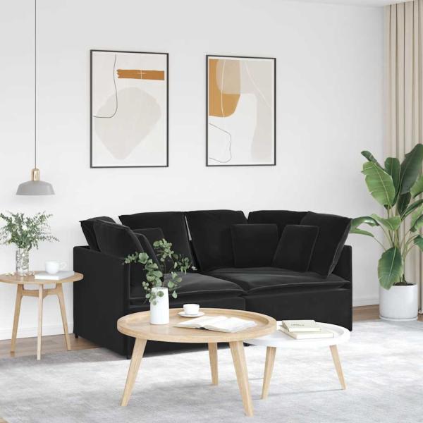 ARDEBO.de - Modulares Sofa mit Kissen Samt Schwarz