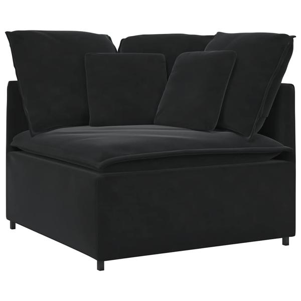 Modulares Sofa mit Kissen Samt Schwarz