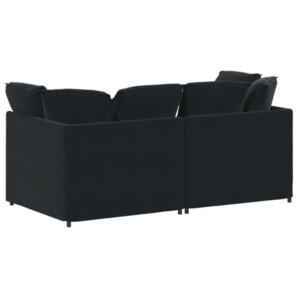 Modulares Sofa mit Kissen Samt Schwarz