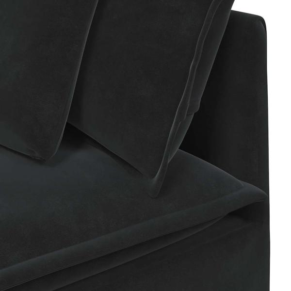 Modulares Sofa mit Kissen Samt Schwarz