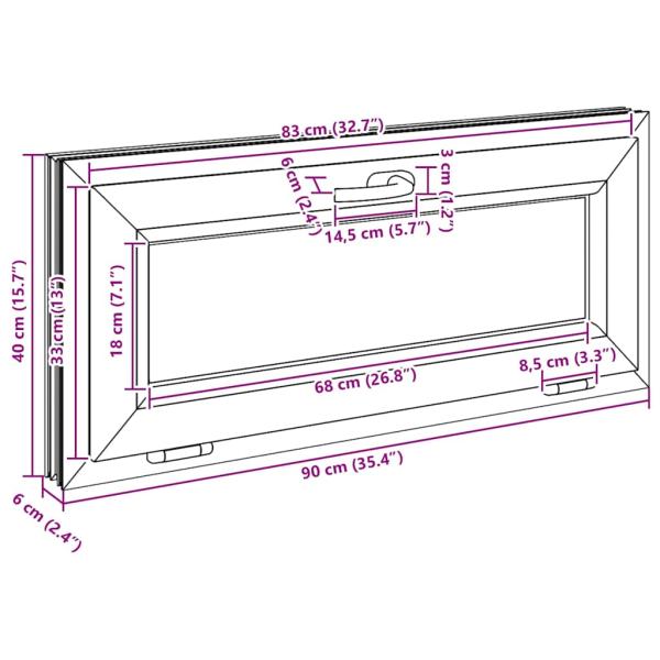 Kellerfenster RISOR 90x40 cm Kipp 3-fach Verglasung Anthrazit