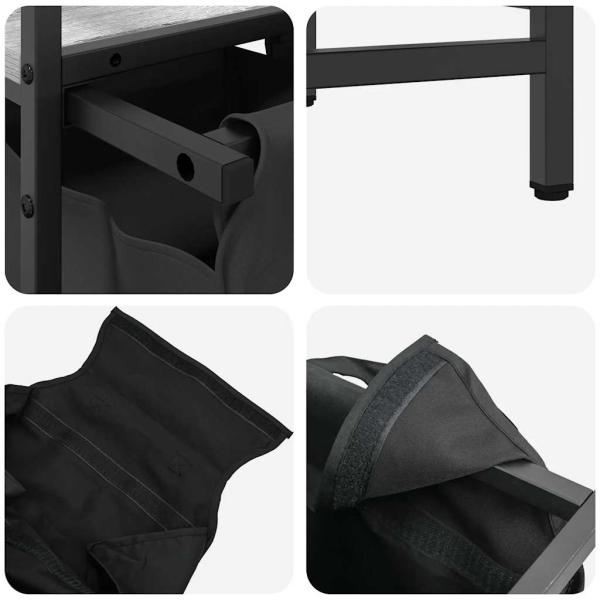 Wäschekorb 3 Fächer mit Ablage Grau Sonoma