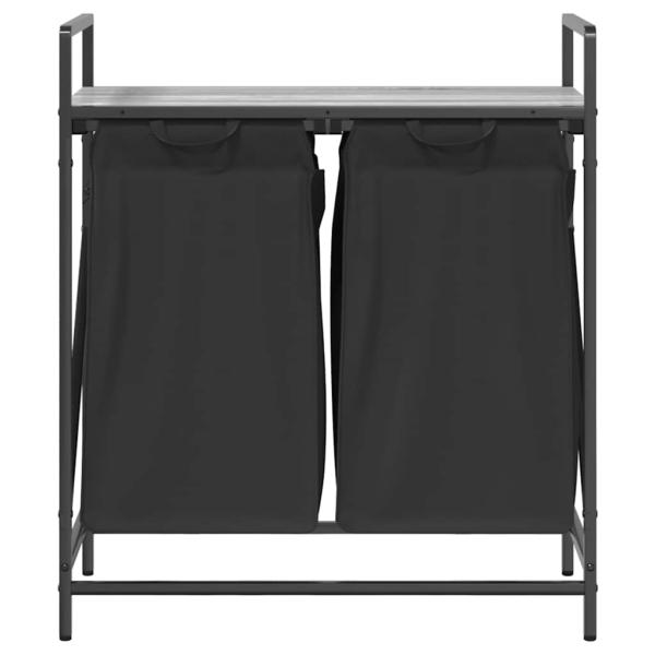 Wäschekorb 2 Fächer mit Ablage Grau Sonoma