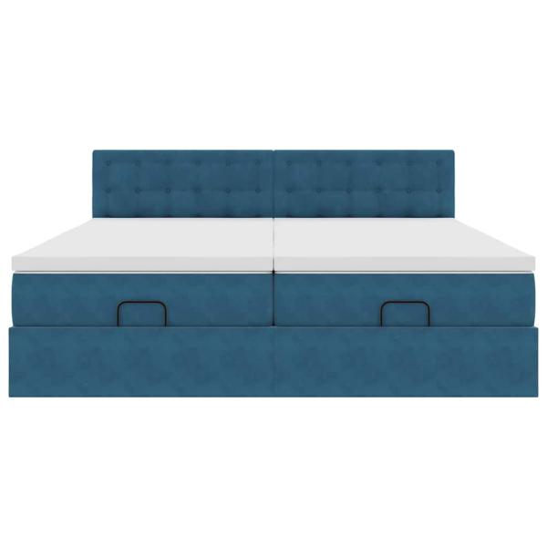Ottoman-Bett mit Matratzen Dunkelblau 160x200 cm Samt
