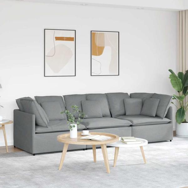 ARDEBO.de - Modulares Sofa mit Kissen Stoff Hellgrau