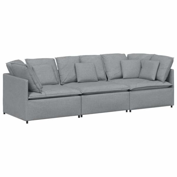 Modulares Sofa mit Kissen Stoff Hellgrau