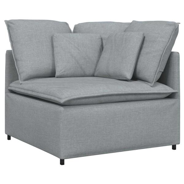 Modulares Sofa mit Kissen Stoff Hellgrau