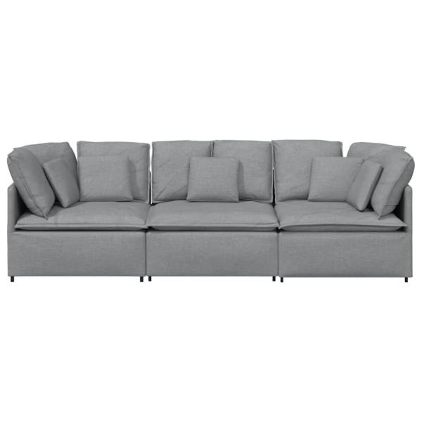 Modulares Sofa mit Kissen Stoff Hellgrau