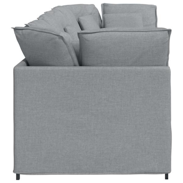 Modulares Sofa mit Kissen Stoff Hellgrau