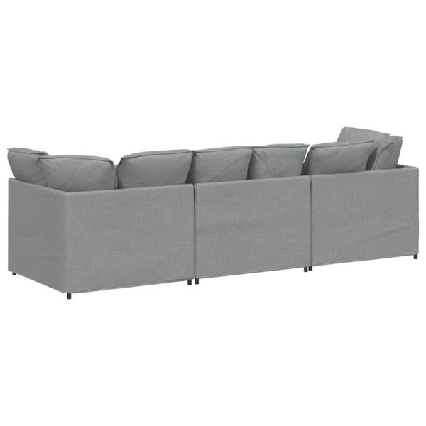 Modulares Sofa mit Kissen Stoff Hellgrau