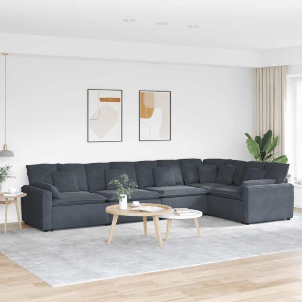 ARDEBO.de - Modulares Sofa mit Kissen Samt Dunkelgrau