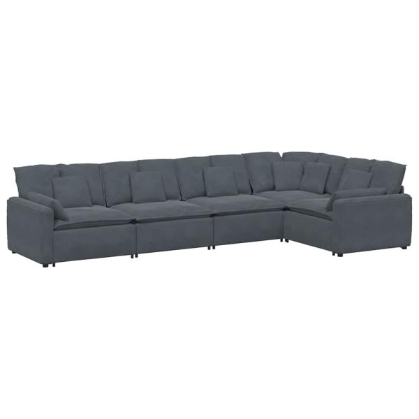 Modulares Sofa mit Kissen Samt Dunkelgrau