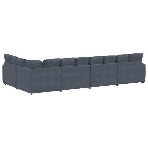 Modulares Sofa mit Kissen Samt Dunkelgrau