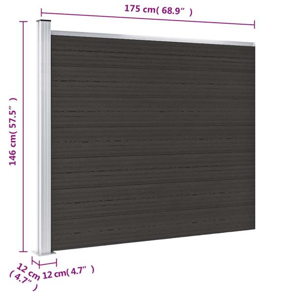 Zaunelement WPC 175x146 cm Schwarz