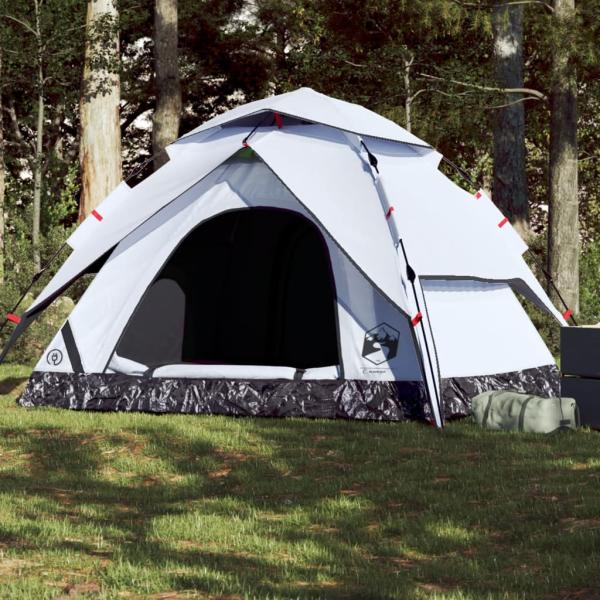 ARDEBO.de - Kuppel-Campingzelt 5 Personen Weiß Verdunkelt Quick Release