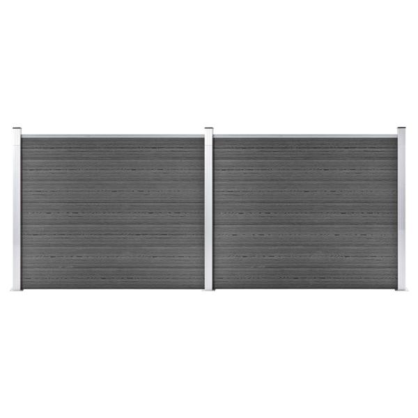 ARDEBO.de - Zaunelement Set WPC 353x146 cm Schwarz