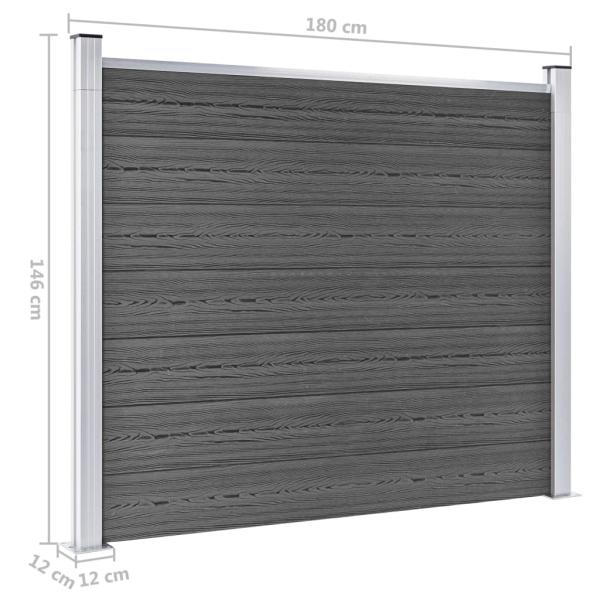 Zaunelement Set WPC 353x146 cm Schwarz