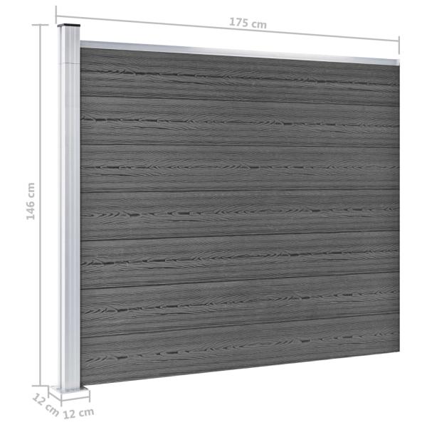 Zaunelement Set WPC 353x146 cm Schwarz