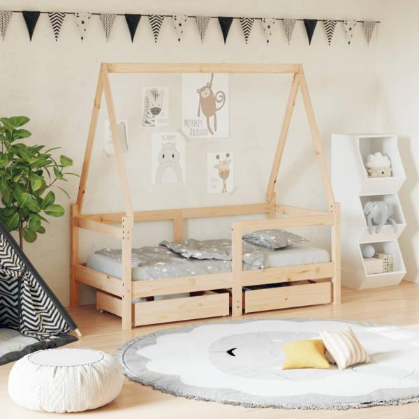 ARDEBO.de - Kinderbett mit Schubladen 70x140 cm Massivholz Kiefer