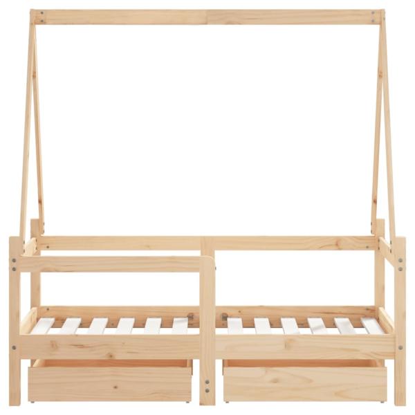 Kinderbett mit Schubladen 70x140 cm Massivholz Kiefer