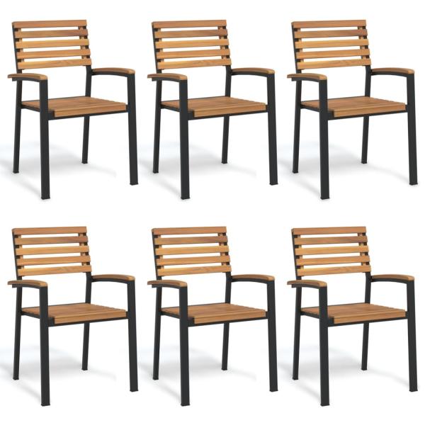 ARDEBO.de - Stapelbare Gartenstühle 6 Stk. Massivholz Akazie und Metall