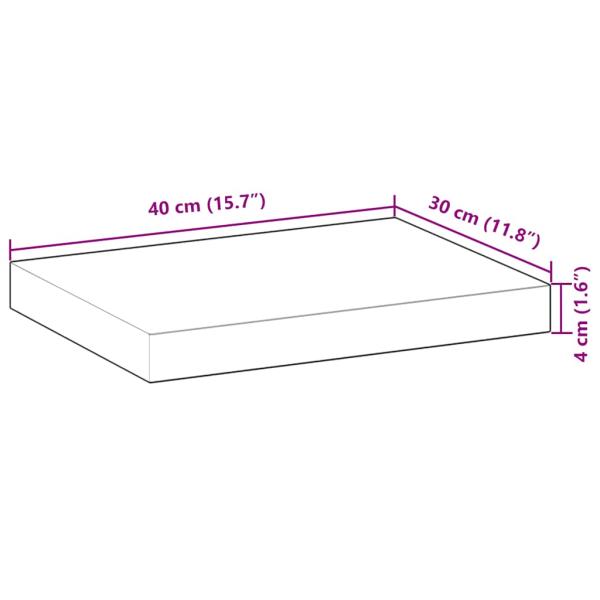 ARDEBO.de - Schweberegal 40x30x4 cm Massivholz Akazie Unbehandelt