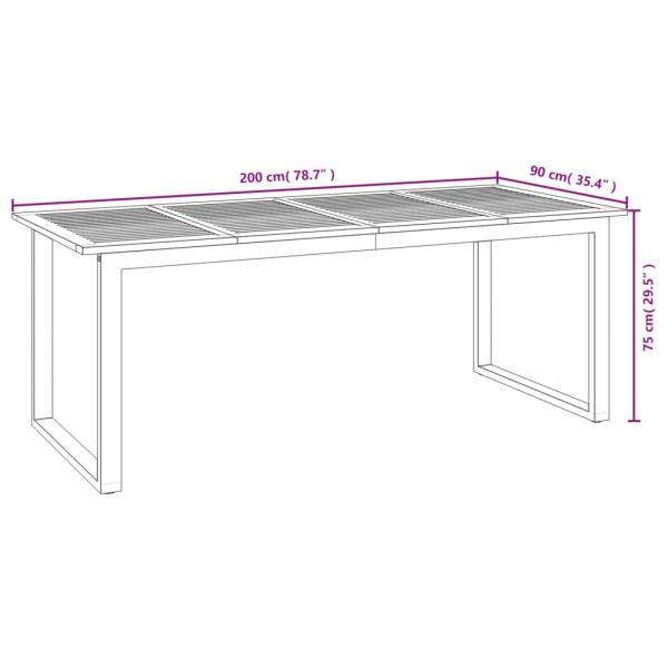 Gartentisch mit Beinen in U-Form 200x90x75 cm Massivholz Akazie