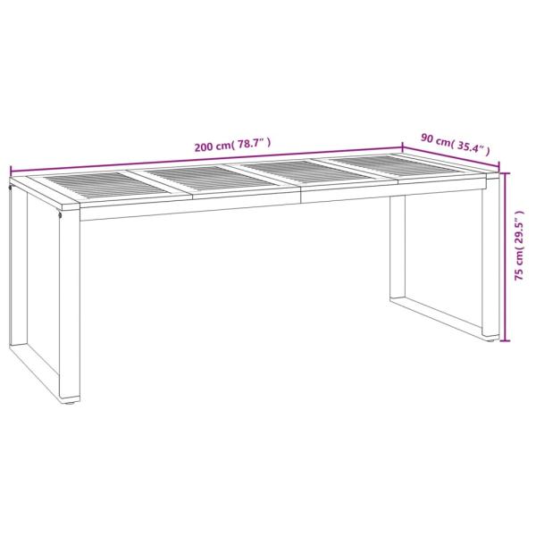 Gartentisch mit Gestell U-Form 200x90x75 cm Akazie Massivholz