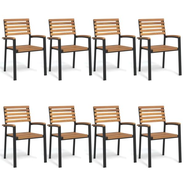 ARDEBO.de - Stapelbare Gartenstühle 8 Stk. Massivholz Akazie und Metall