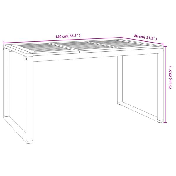 Gartentisch mit Beinen in U-Form 140×80×75 cm Massivholz Akazie