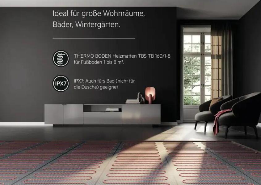 AEG elektrische Fußbodenheizung, Komplettset 8 m², 160 W/m², Basis Thermo Boden TBS TB 160/2 Set Plus, (205808)