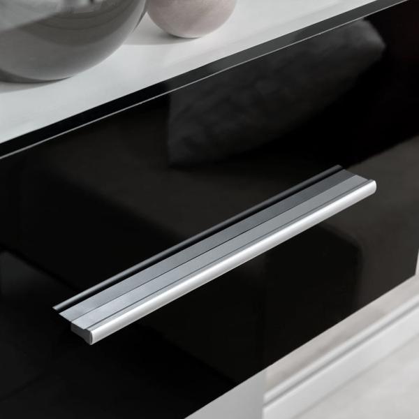 4-tlg. Wohnwand mit TV-Schrank & LED-Leuchten Hochglanz-Schwarz