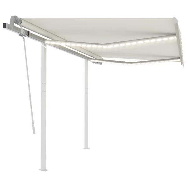 ARDEBO.de - Markise Manuell Einziehbar mit LED 3x2,5 m Creme