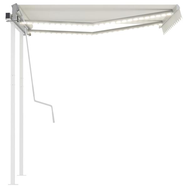 Markise Manuell Einziehbar mit LED 3x2,5 m Creme