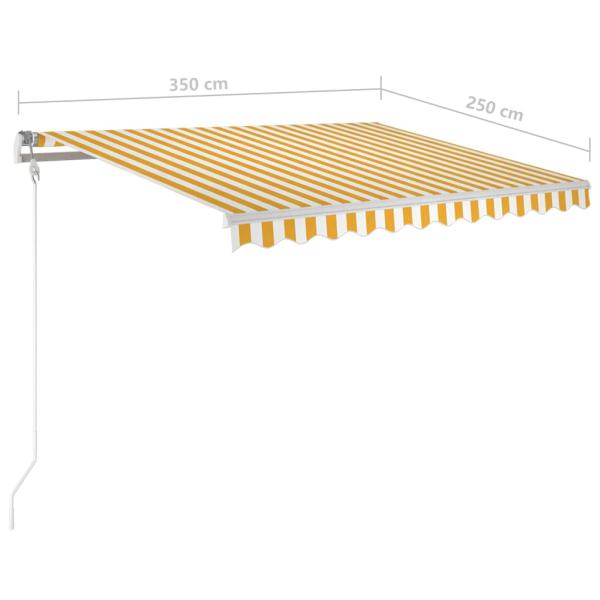Markise Manuell Einziehbar mit LED 3,5x2,5 m Gelb & Weiß
