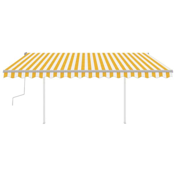 Markise Manuell Einziehbar mit LED 4,5x3 m Gelb & Weiß